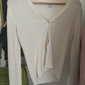 Wilfred White Ribbed Cardigan